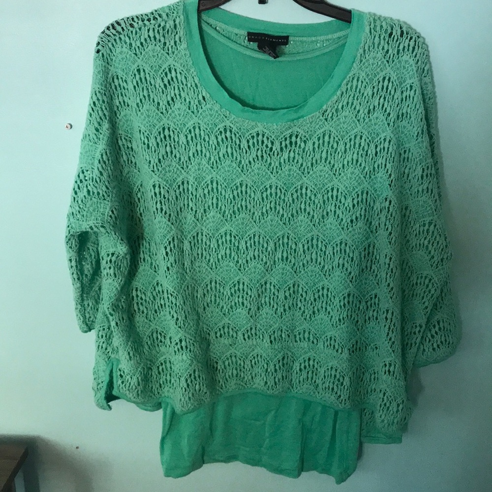 Teal tank top with lace cover up